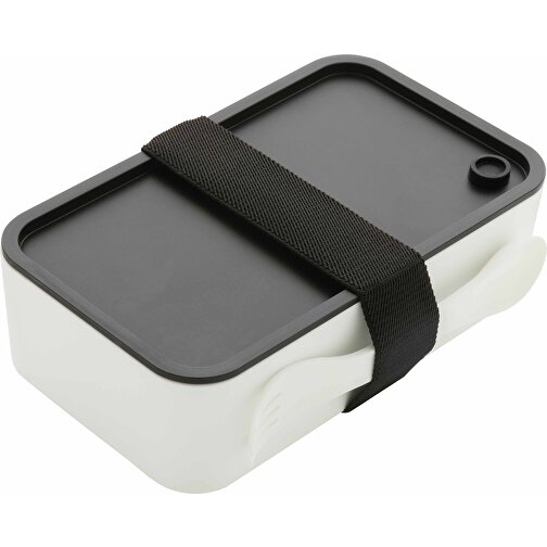 GRS RPP Lunchbox Mit Göffel, Weiß , weiß, Polypropylen - recycelt, 19,00cm x 5,40cm (Länge x Höhe), Bild 6