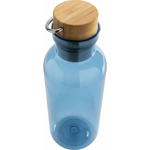 GRS RPET Flasche With Bambusdeckel Und Griff, Blau , blau, PET - recycelt, 7,50cm x 22,30cm (Länge x Höhe), Bild 3
