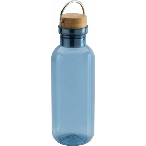 GRS RPET Flasche With Bambusdeckel Und Griff, Blau , blau, PET - recycelt, 7,50cm x 22,30cm (Länge x Höhe), Bild 4