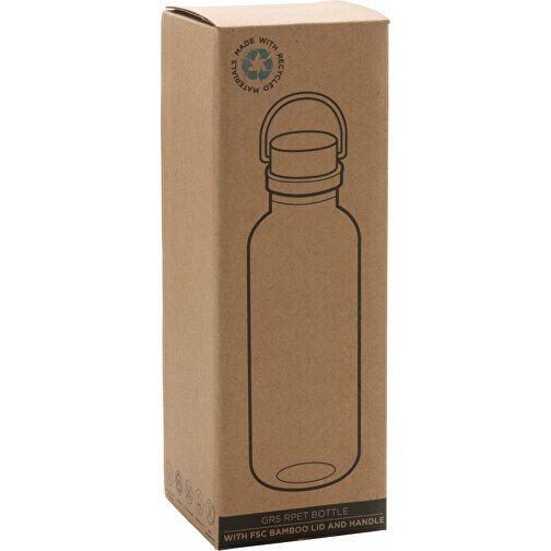 GRS RPET Flasche With Bambusdeckel Und Griff, Schwarz , schwarz, PET - recycelt, 7,50cm x 22,30cm (Länge x Höhe), Bild 6