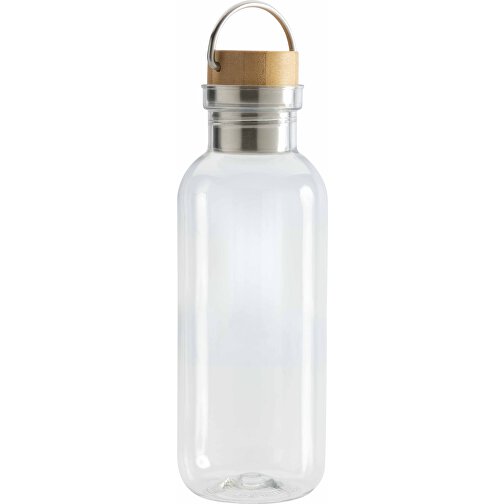 GRS RPET Flasche With Bambusdeckel Und Griff, Transparent , transparent, PET - recycelt, 7,50cm x 22,30cm (Länge x Höhe), Bild 2