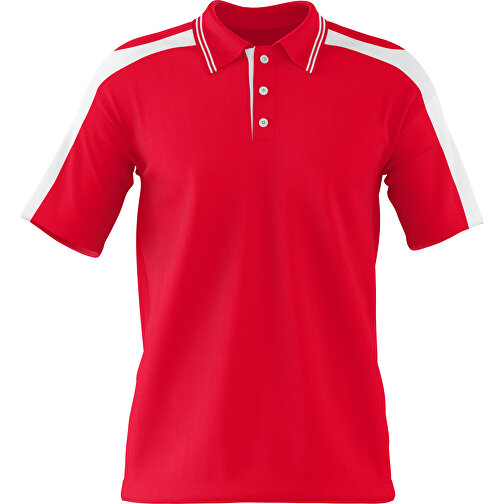 Poloshirt Individuell Gestaltbar , ampelrot / weiß, 200gsm Poly / Cotton Pique, S, 65,00cm x 45,00cm (Höhe x Breite), Bild 1