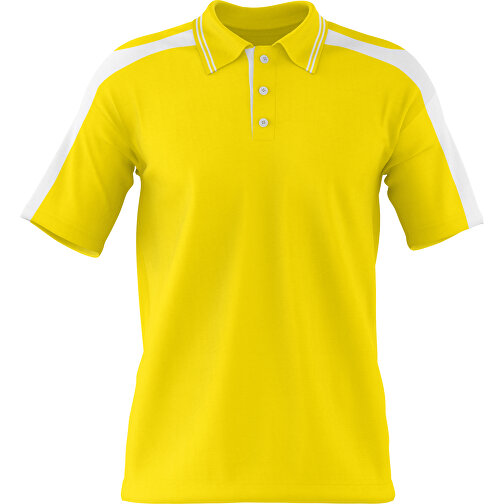 Poloshirt Individuell Gestaltbar , gelb / weiß, 200gsm Poly / Cotton Pique, M, 70,00cm x 49,00cm (Höhe x Breite), Bild 1