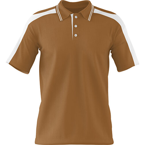 Poloshirt Individuell Gestaltbar , erdbraun / weiß, 200gsm Poly / Cotton Pique, L, 73,50cm x 54,00cm (Höhe x Breite), Bild 1