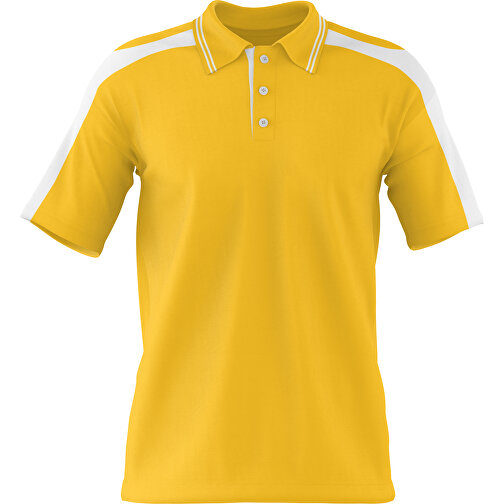 Poloshirt Individuell Gestaltbar , sonnengelb / weiss, 200gsm Poly / Cotton Pique, L, 73,50cm x 54,00cm (Höhe x Breite), Bild 1