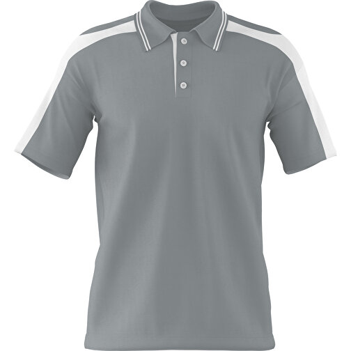 Poloshirt Individuell Gestaltbar , silber / weiß, 200gsm Poly / Cotton Pique, 3XL, 81,00cm x 66,00cm (Höhe x Breite), Bild 1