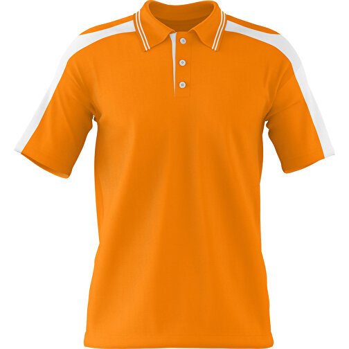 Poloshirt Individuell Gestaltbar , gelborange / weiss, 200gsm Poly / Cotton Pique, 3XL, 81,00cm x 66,00cm (Höhe x Breite), Bild 1