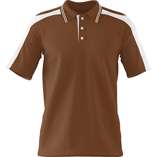 Poloshirt Individuell Gestaltbar , dunkelbraun / weiss, 200gsm Poly / Cotton Pique, 2XL, 79,00cm x 63,00cm (Höhe x Breite), Bild 1