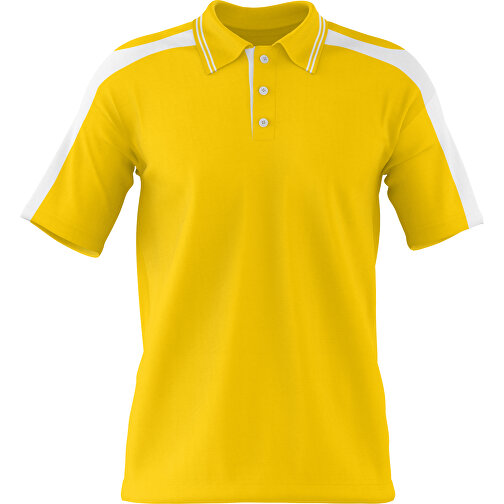 Poloshirt Individuell Gestaltbar , goldgelb / weiss, 200gsm Poly / Cotton Pique, 2XL, 79,00cm x 63,00cm (Höhe x Breite), Bild 1
