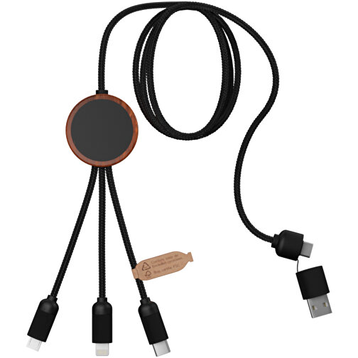 SCX.design C37 kabel do ładowania z podświetlanym logo 5-w-1 rPET i z okrągłą drewnianą obudow, Obraz 5