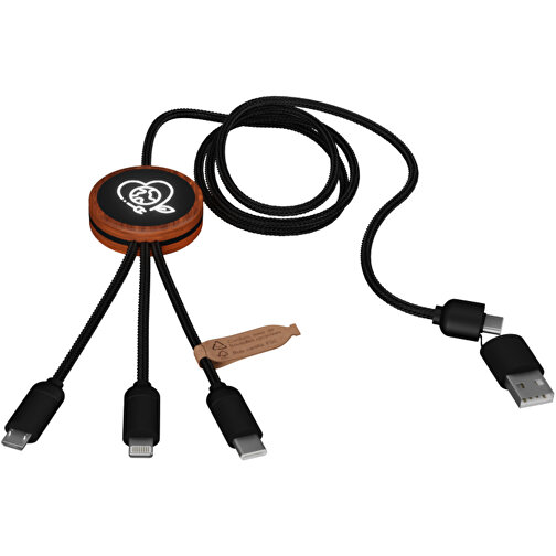 SCX.design C37 kabel do ładowania z podświetlanym logo 5-w-1 rPET i z okrągłą drewnianą obudow, Obraz 7