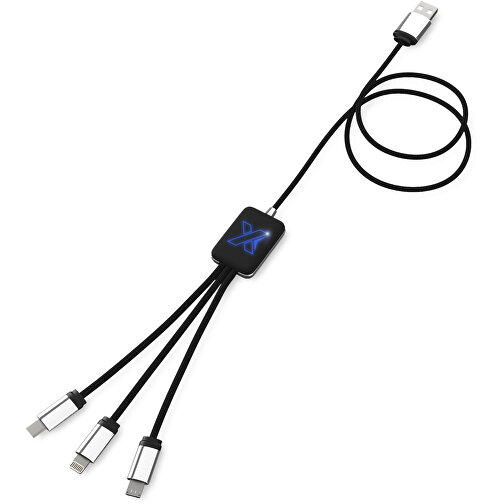 SCX.design C17 Easy To Use Ladekabel Mit Leuchtlogo , blau / schwarz, Recycelter ABS Kunststoff, Recycelter PET Kunststoff, 100,00cm x 1,20cm x 3,00cm (Länge x Höhe x Breite), Bild 2