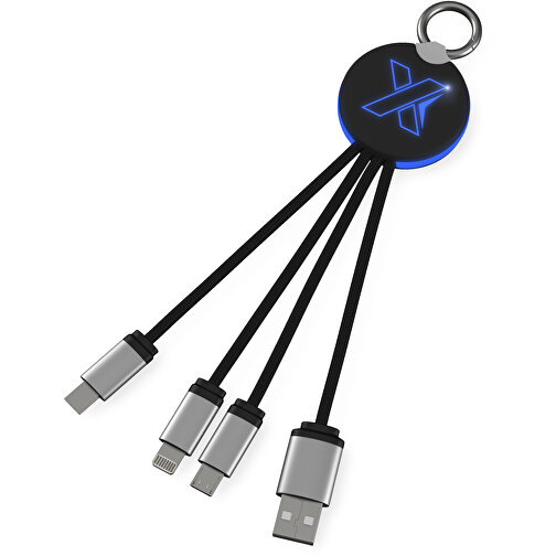 SCX.design C16 Kabel Mit Leuchtlogo , blau / schwarz, Recycelter ABS Kunststoff, Recycelter PET Kunststoff, Metall, 14,00cm x 1,20cm x 3,50cm (Länge x Höhe x Breite), Bild 2