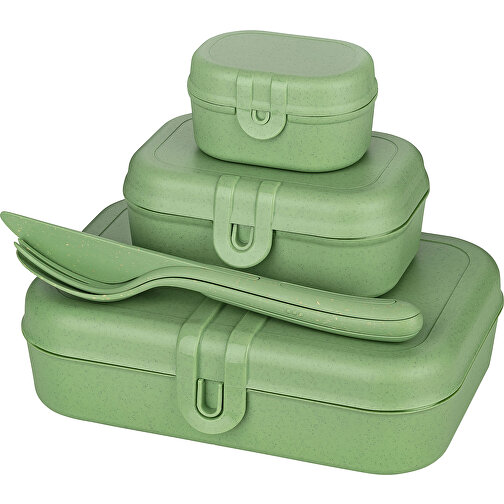 PASCAL READY Lunchbox-Set + Besteck-Set , Koziol, nature leaf green, Organic Bio-Circular, 23,20cm x 6,20cm x 16,60cm (Länge x Höhe x Breite), Bild 1