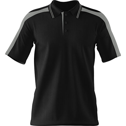 Poloshirt Individuell Gestaltbar , schwarz / grau, 200gsm Poly / Cotton Pique, XL, 76,00cm x 59,00cm (Höhe x Breite), Bild 1