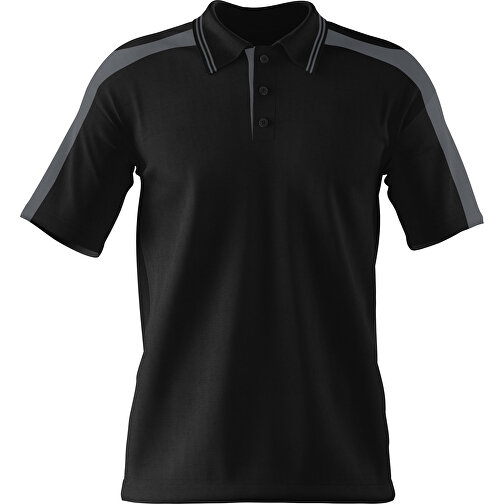 Poloshirt Individuell Gestaltbar , schwarz / dunkelgrau, 200gsm Poly / Cotton Pique, S, 65,00cm x 45,00cm (Höhe x Breite), Bild 1