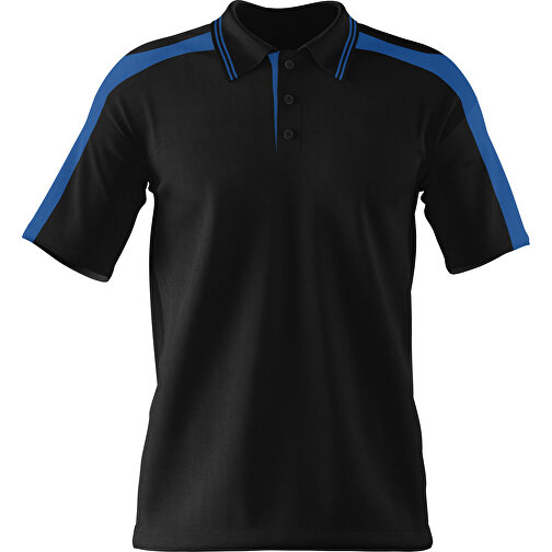 Poloshirt Individuell Gestaltbar , schwarz / dunkelblau, 200gsm Poly / Cotton Pique, S, 65,00cm x 45,00cm (Höhe x Breite), Bild 1