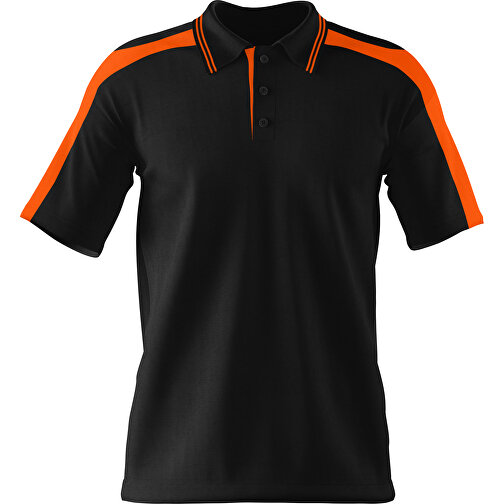 Poloshirt Individuell Gestaltbar , schwarz / orange, 200gsm Poly / Cotton Pique, S, 65,00cm x 45,00cm (Höhe x Breite), Bild 1