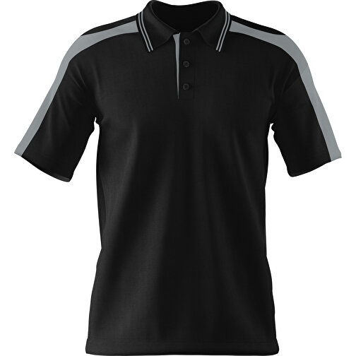 Poloshirt Individuell Gestaltbar , schwarz / silber, 200gsm Poly / Cotton Pique, M, 70,00cm x 49,00cm (Höhe x Breite), Bild 1