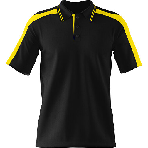 Poloshirt Individuell Gestaltbar , schwarz / gelb, 200gsm Poly / Cotton Pique, M, 70,00cm x 49,00cm (Höhe x Breite), Bild 1
