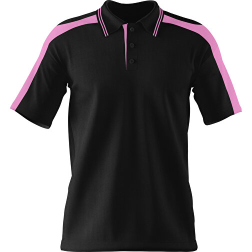 Poloshirt Individuell Gestaltbar , schwarz / rosa, 200gsm Poly / Cotton Pique, L, 73,50cm x 54,00cm (Höhe x Breite), Bild 1