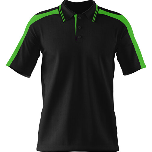 Poloshirt Individuell Gestaltbar , schwarz / grasgrün, 200gsm Poly / Cotton Pique, 3XL, 81,00cm x 66,00cm (Höhe x Breite), Bild 1