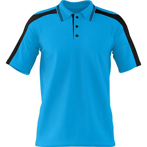 Poloshirt Individuell Gestaltbar , himmelblau / schwarz, 200gsm Poly / Cotton Pique, S, 65,00cm x 45,00cm (Höhe x Breite), Bild 1