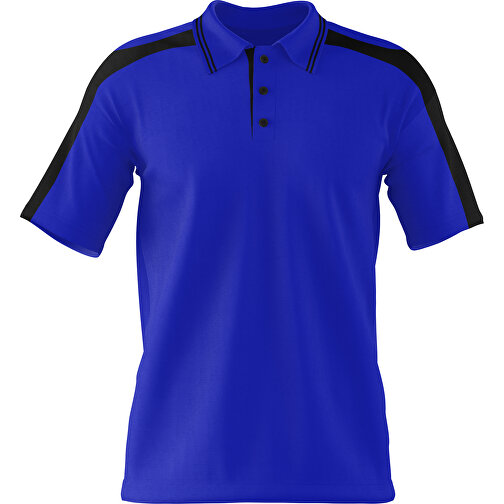 Poloshirt Individuell Gestaltbar , blau / schwarz, 200gsm Poly / Cotton Pique, S, 65,00cm x 45,00cm (Höhe x Breite), Bild 1