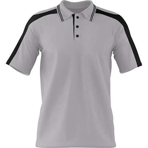 Poloshirt Individuell Gestaltbar , hellgrau / schwarz, 200gsm Poly / Cotton Pique, M, 70,00cm x 49,00cm (Höhe x Breite), Bild 1