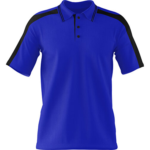 Poloshirt Individuell Gestaltbar , blau / schwarz, 200gsm Poly / Cotton Pique, M, 70,00cm x 49,00cm (Höhe x Breite), Bild 1
