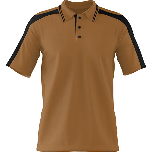 Poloshirt Individuell Gestaltbar , erdbraun / schwarz, 200gsm Poly / Cotton Pique, L, 73,50cm x 54,00cm (Höhe x Breite), Bild 1