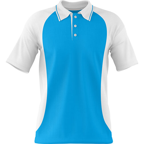 Poloshirt Individuell Gestaltbar , himmelblau / weiss, 200gsm Poly/Cotton Pique, XS, 60,00cm x 40,00cm (Höhe x Breite), Bild 1