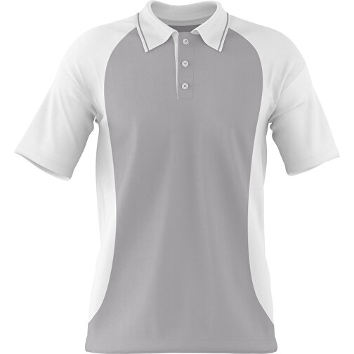 Poloshirt Individuell Gestaltbar , hellgrau / weiss, 200gsm Poly/Cotton Pique, S, 65,00cm x 45,00cm (Höhe x Breite), Bild 1