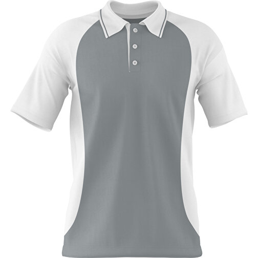 Poloshirt Individuell Gestaltbar , silber / weiss, 200gsm Poly/Cotton Pique, S, 65,00cm x 45,00cm (Höhe x Breite), Bild 1