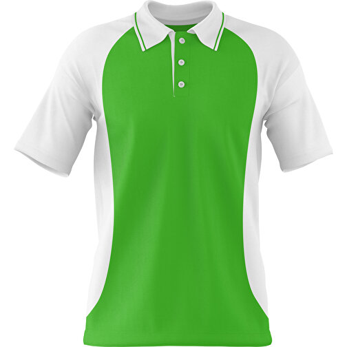 Poloshirt Individuell Gestaltbar , grasgrün / weiß, 200gsm Poly/Cotton Pique, 3XL, 81,00cm x 66,00cm (Höhe x Breite), Bild 1