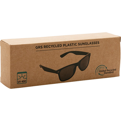 Sonnenbrille Aus GRS Recyceltem Kunststoff, Schwarz , schwarz, PC - recycelt, 14,40cm x 3,00cm (Länge x Höhe), Bild 5