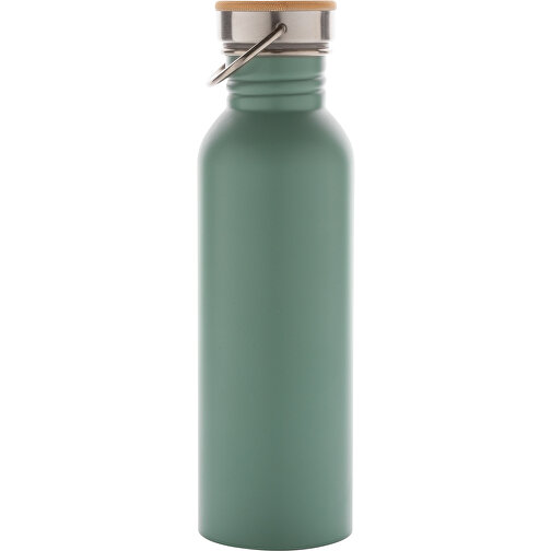 Moderne Stainless-Steel Flasche Mit Bambusdeckel, Grün , grün, Edelstahl, 7,10cm x 24,00cm (Länge x Höhe), Bild 3