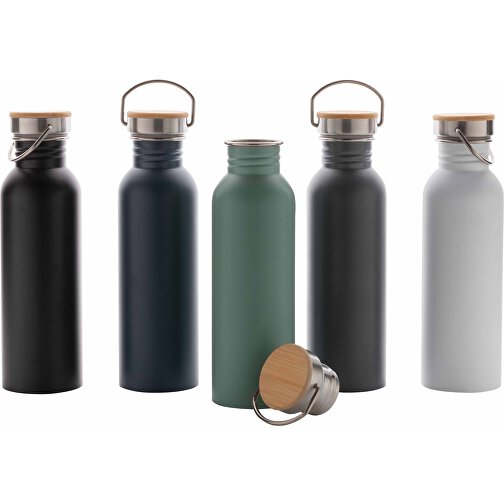 Moderne Stainless-Steel Flasche Mit Bambusdeckel, Weiß , weiß, Edelstahl, 7,10cm x 24,00cm (Länge x Höhe), Bild 7