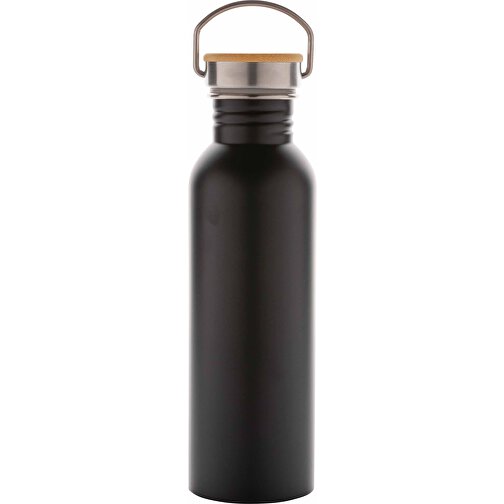 Botella moderna de acero inoxidable con tapa de bambú., Imagen 2
