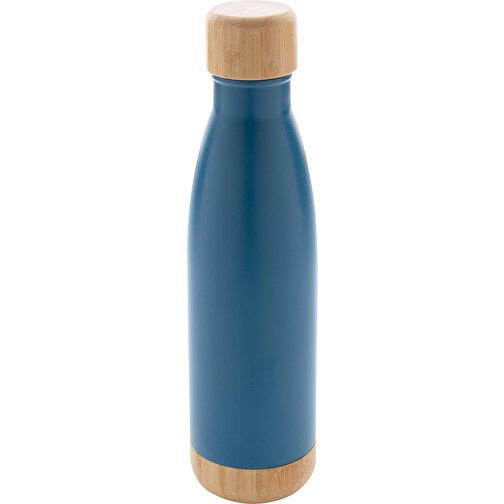 Vakuum stainless steel flaska med kork och botten i bambu, Bild 1