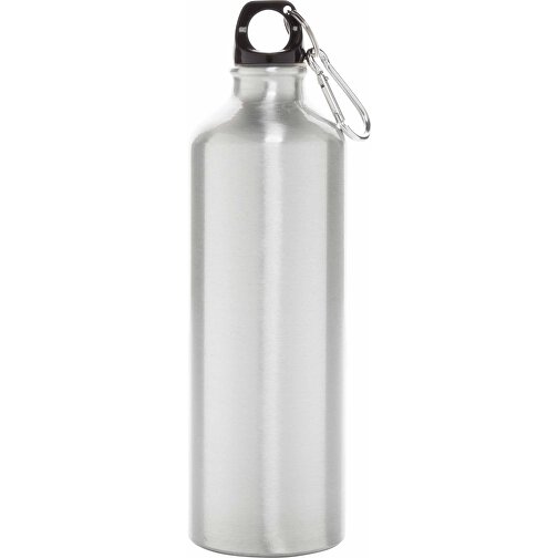 XL Aluminium Flasche Mit Karabiner, Silber , silber, Aluminium, 7,30cm x 25,00cm (Länge x Höhe), Bild 2