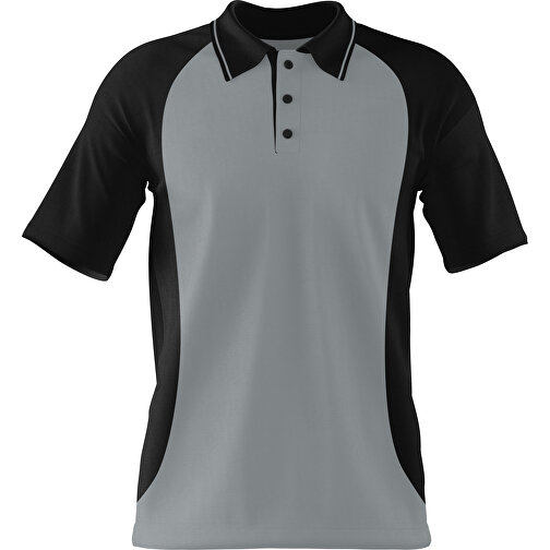 Poloshirt Individuell Gestaltbar , silber / schwarz, 200gsm Poly/Cotton Pique, XS, 60,00cm x 40,00cm (Höhe x Breite), Bild 1
