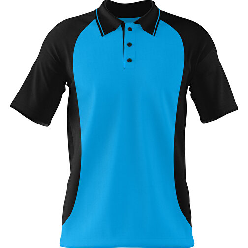 Poloshirt Individuell Gestaltbar , himmelblau / schwarz, 200gsm Poly/Cotton Pique, XS, 60,00cm x 40,00cm (Höhe x Breite), Bild 1