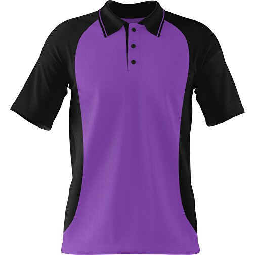 Poloshirt Individuell Gestaltbar , lavendellila / schwarz, 200gsm Poly/Cotton Pique, XS, 60,00cm x 40,00cm (Höhe x Breite), Bild 1