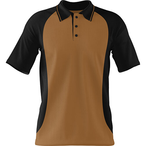 Poloshirt Individuell Gestaltbar , erdbraun / schwarz, 200gsm Poly/Cotton Pique, XL, 76,00cm x 59,00cm (Höhe x Breite), Bild 1