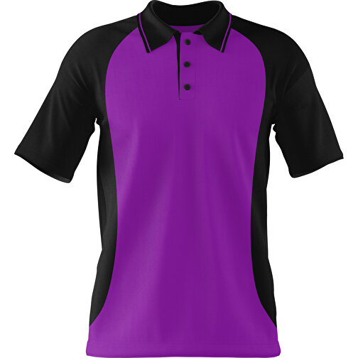 Poloshirt Individuell Gestaltbar , dunkelmagenta / schwarz, 200gsm Poly/Cotton Pique, XL, 76,00cm x 59,00cm (Höhe x Breite), Bild 1