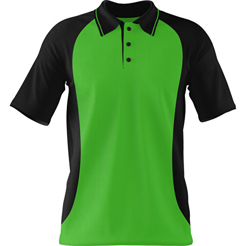 Poloshirt Individuell Gestaltbar , grasgrün / schwarz, 200gsm Poly/Cotton Pique, M, 70,00cm x 49,00cm (Höhe x Breite), Bild 1