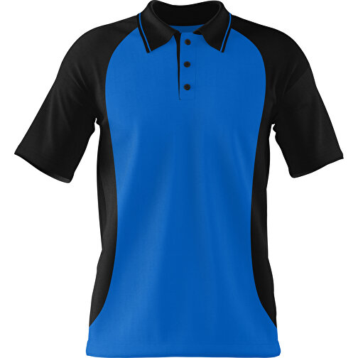 Poloshirt Individuell Gestaltbar , kobaltblau / schwarz, 200gsm Poly/Cotton Pique, M, 70,00cm x 49,00cm (Höhe x Breite), Bild 1