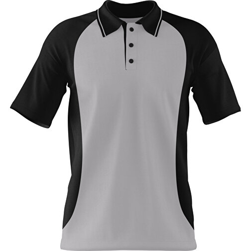 Poloshirt Individuell Gestaltbar , hellgrau / schwarz, 200gsm Poly/Cotton Pique, L, 73,50cm x 54,00cm (Höhe x Breite), Bild 1
