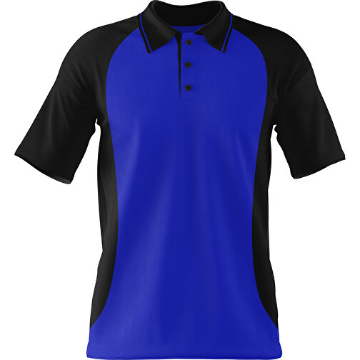 Poloshirt Individuell Gestaltbar , blau / schwarz, 200gsm Poly/Cotton Pique, 3XL, 81,00cm x 66,00cm (Höhe x Breite), Bild 1